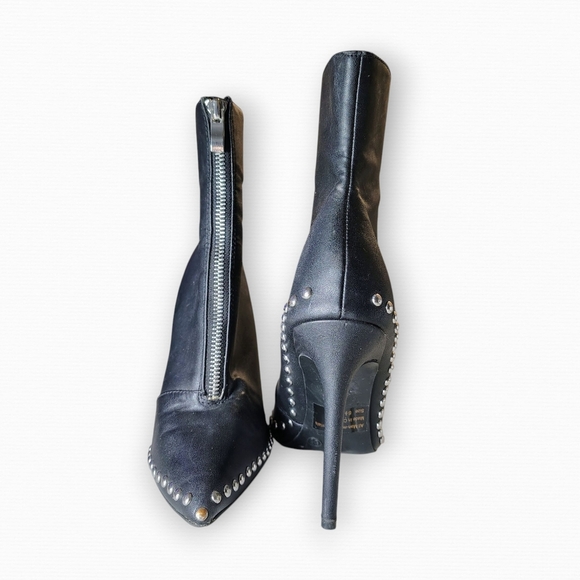 Wild Diva Black Heeled Boots with Edgy Studs - Picture 3 of 7